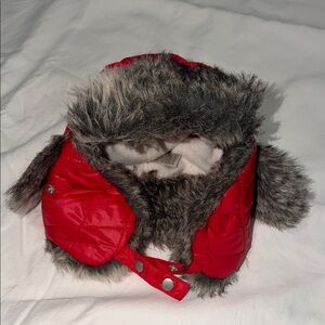 Cozy Red and Gray Kids Winter Hat